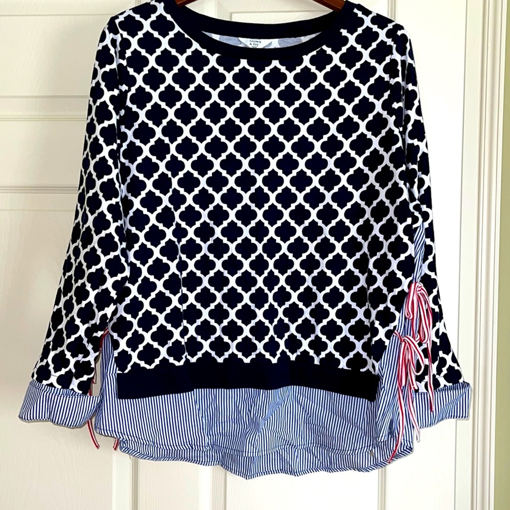 Crown and Ivy mixed print top